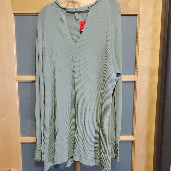 Green Ribbed Long Sleeve Tunic